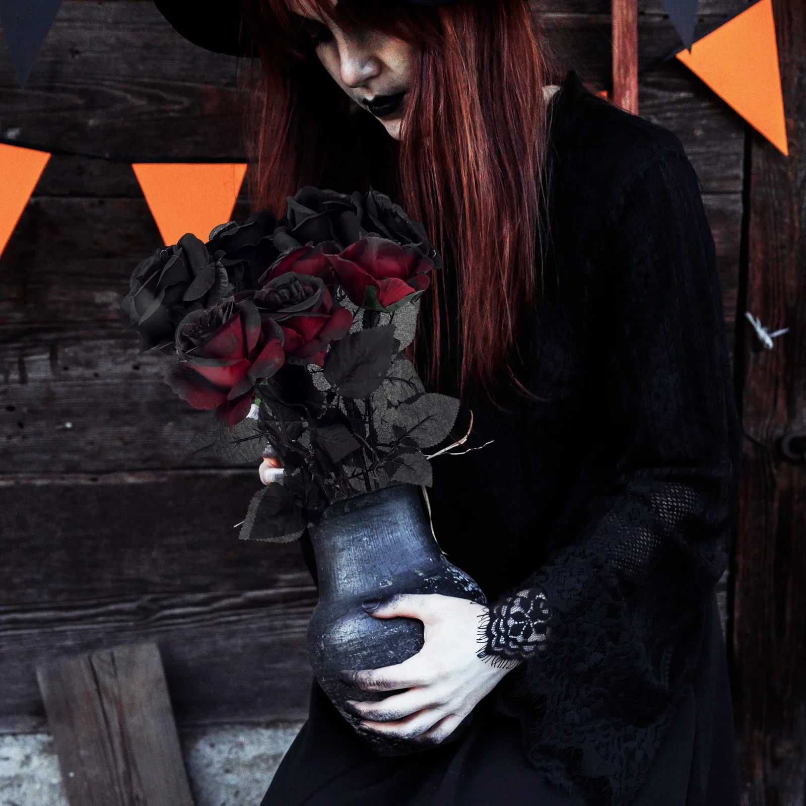 12pcs Simulated Rose Flowers Faux Black Halloween Party Supplies Wedding Home Decor Ghostly Spooky Haunted House Ornament Trick
12pcs Simulated Rose Flowers Faux Black Halloween Party Supplies Wedding Home Decor Ghostly Spooky Haunted House Ornament Trick