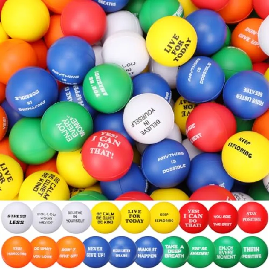 300 Pcs Motivational Stress Balls for Office Use, Foam, Multicolor, Inspirational Quotes Anxiety Relief, Small Funny Hand Exerc
300 Pcs Motivational Stress Balls for Office Use, Foam, Multicolor, Inspirational Quotes Anxiety Relief, Small Funny Hand Exerc