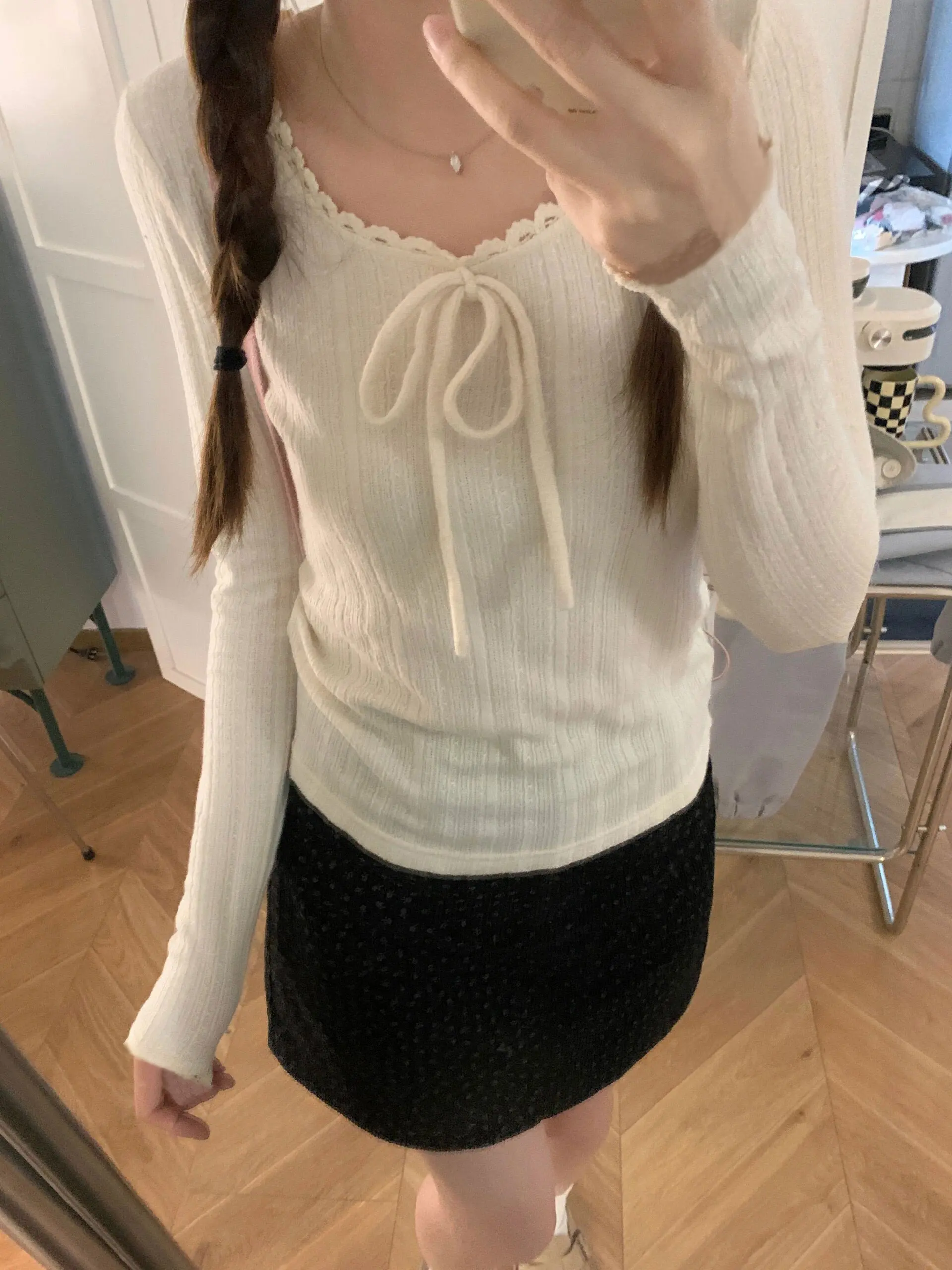 Slim Fit Long Sve Knitted Base irt Women's Early Autumn Waist Cinched Ballet BM Inner Wear Knot round Ne Top
Slim Fit Long Sve Knitted Base irt Women's Early Autumn Waist Cinched Ballet BM Inner Wear Knot round Ne Top