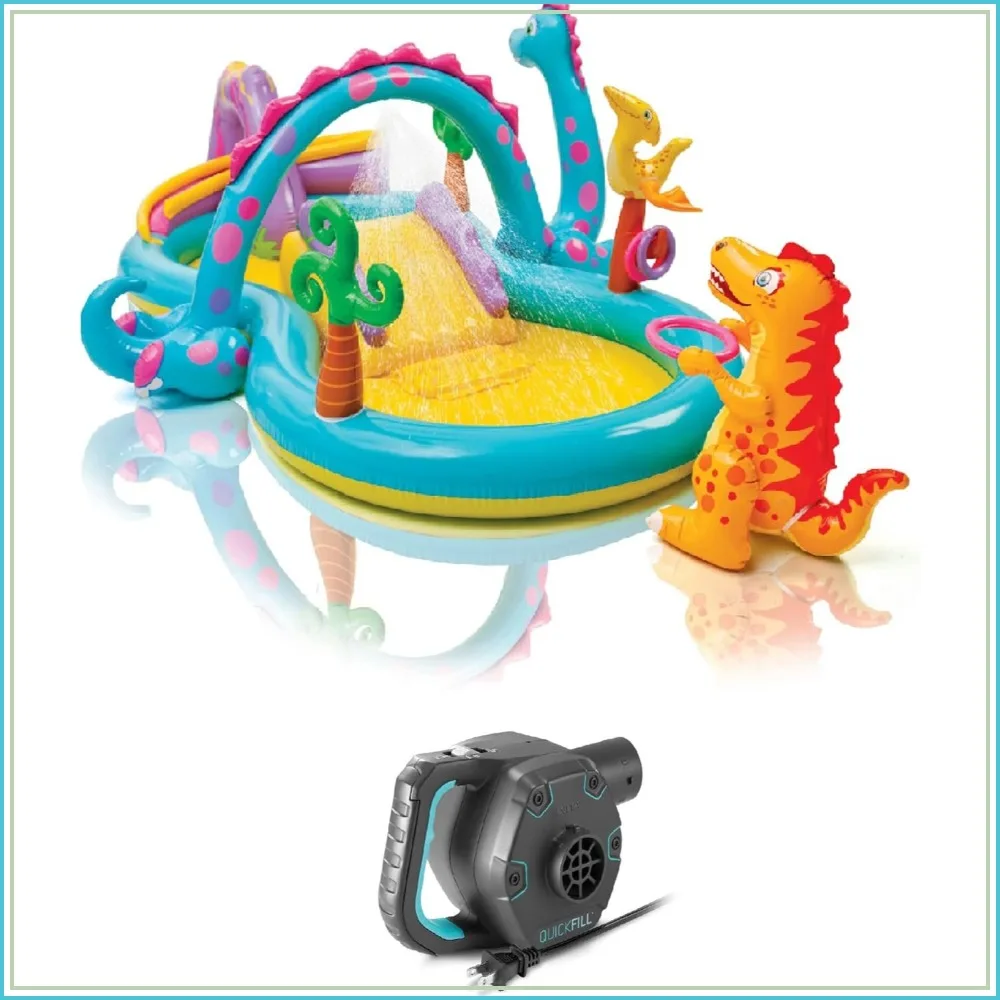 Inflatable Kiddie Pool with Slide, 11x7.5ft Dinosaur Play Center, Includes Electric Air Pump
Inflatable Kiddie Pool with Slide, 11x7.5ft Dinosaur Play Center, Includes Electric Air Pump