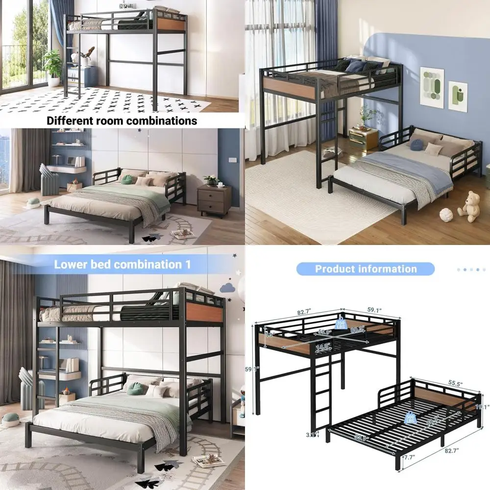 Очень большая металлическая двухъярусная кровать-трансформер, разбирается на двуспальную и односпальную кровати, бесшумная и безопасная, с бортиками, цвет орех.
Очень большая металлическая двухъярусная кровать-трансформер, разбирается на двуспальную и односпальную кровати, бесшумная и безопасная, с бортиками, цвет орех.