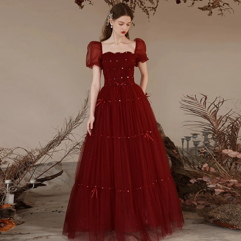 DSP Elegant Puffy Sleeves Prom Dresses for Woman A Line Tulle Graduation Party Dress Long Formal Evening Dress
DSP Elegant Puffy Sleeves Prom Dresses for Woman A Line Tulle Graduation Party Dress Long Formal Evening Dress