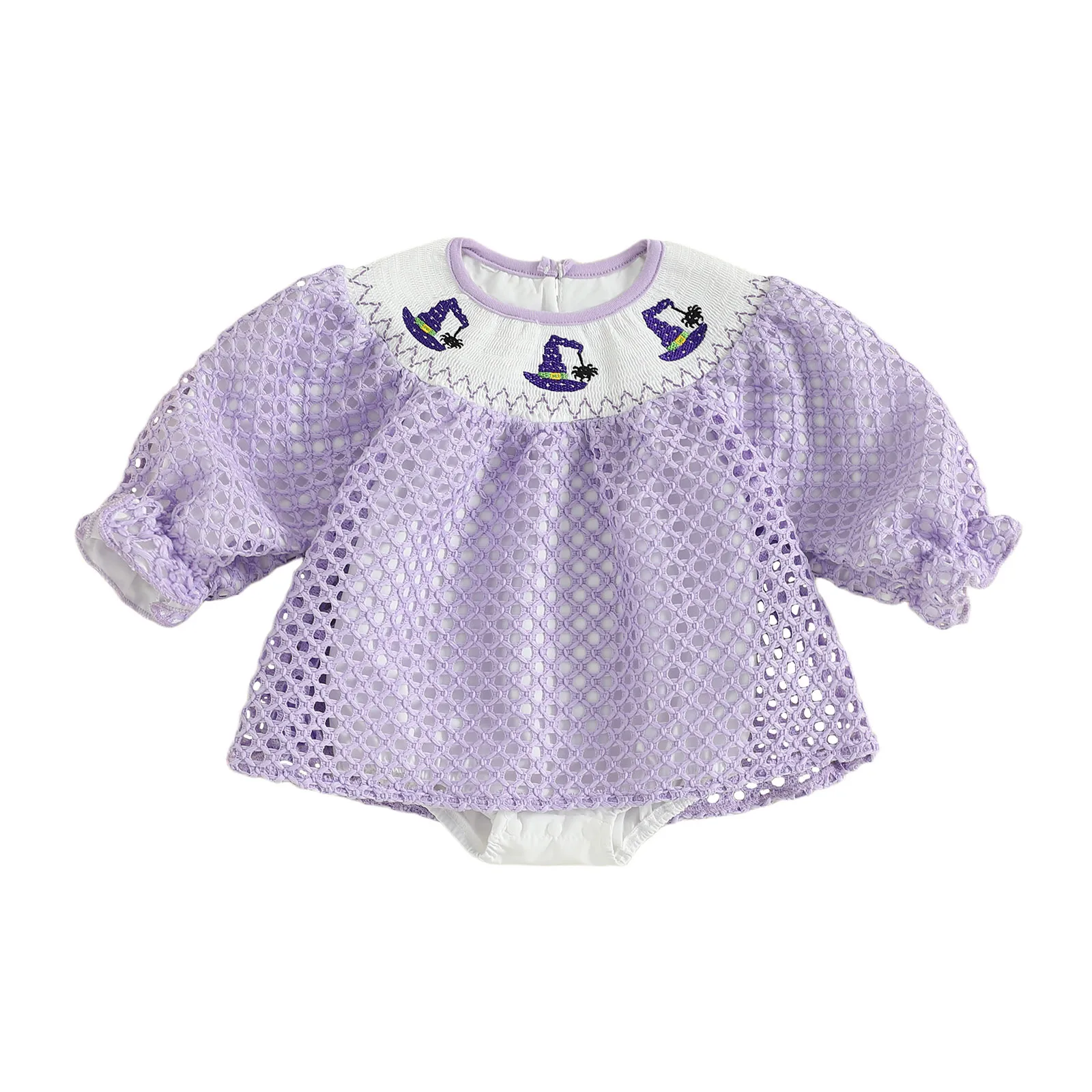 Baby Girls Halloween Romper Casual Pumpkin Witch Hat Embroidery Hollowed out Net Long Sleeve Jumpsuits
Baby Girls Halloween Romper Casual Pumpkin Witch Hat Embroidery Hollowed out Net Long Sleeve Jumpsuits