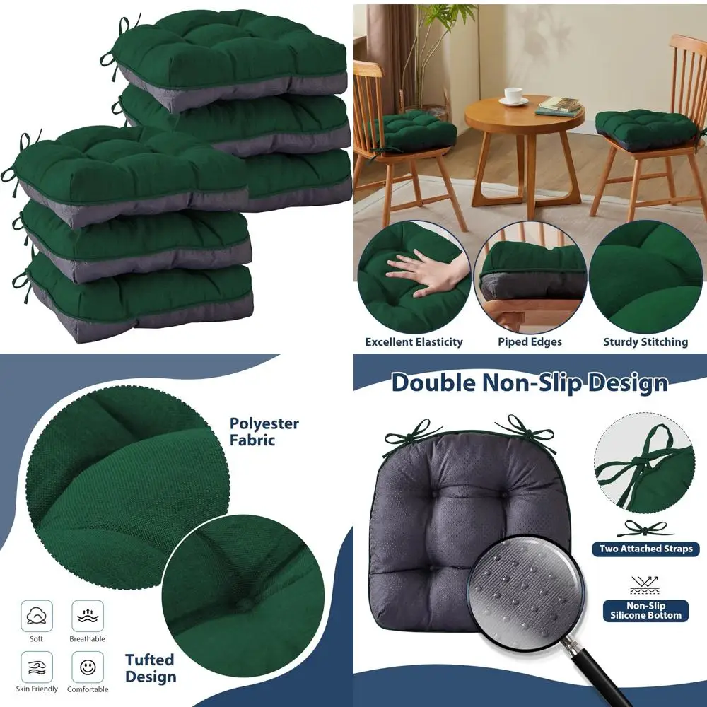 Набор из 6 темно-зеленых подушек для сидений из пенопласта с тафтингом и завязками, 15,5 x 15,5 x 4 для кухни и обеденных стульев
Набор из 6 темно-зеленых подушек для сидений из пенопласта с тафтингом и завязками, 15,5 x 15,5 x 4 для кухни и обеденных стульев