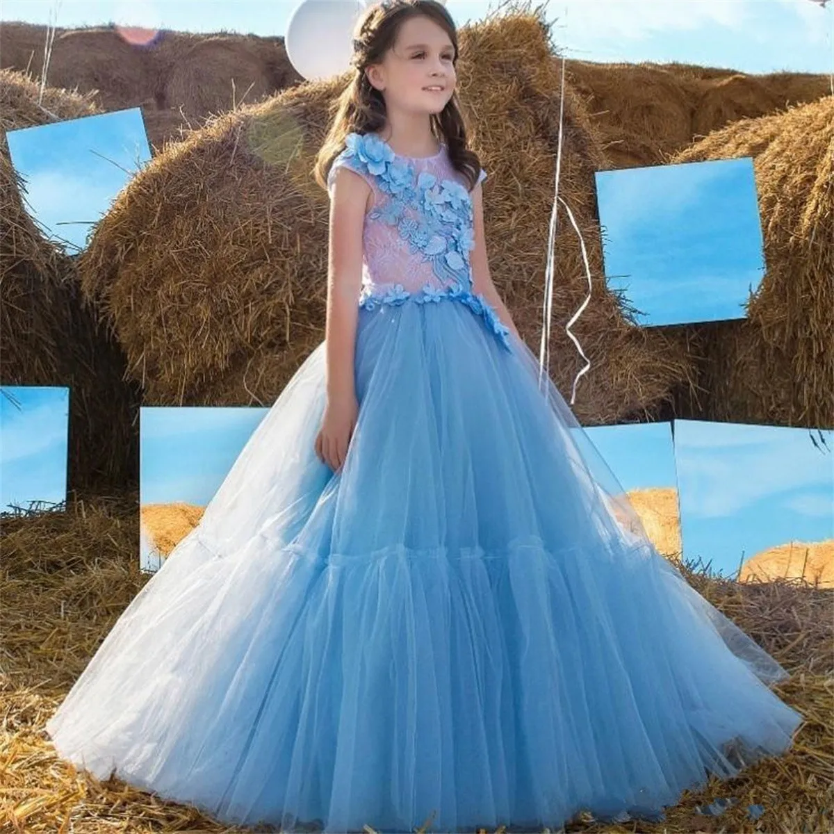 New Pattern Flower Girl Dresses Blue Tulle Lace Applique Princess Baby Pageant First Communion Birthday Party Prom Ball Gowns
New Pattern Flower Girl Dresses Blue Tulle Lace Applique Princess Baby Pageant First Communion Birthday Party Prom Ball Gowns