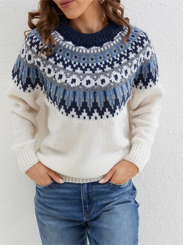 Plus Size Pattern Knitted Sweater, Autumn and Winter Casual Long Sleeve Pullover Sweater, Women's Plus Size Clothing
Plus Size Pattern Knitted Sweater, Autumn and Winter Casual Long Sleeve Pullover Sweater, Women's Plus Size Clothing