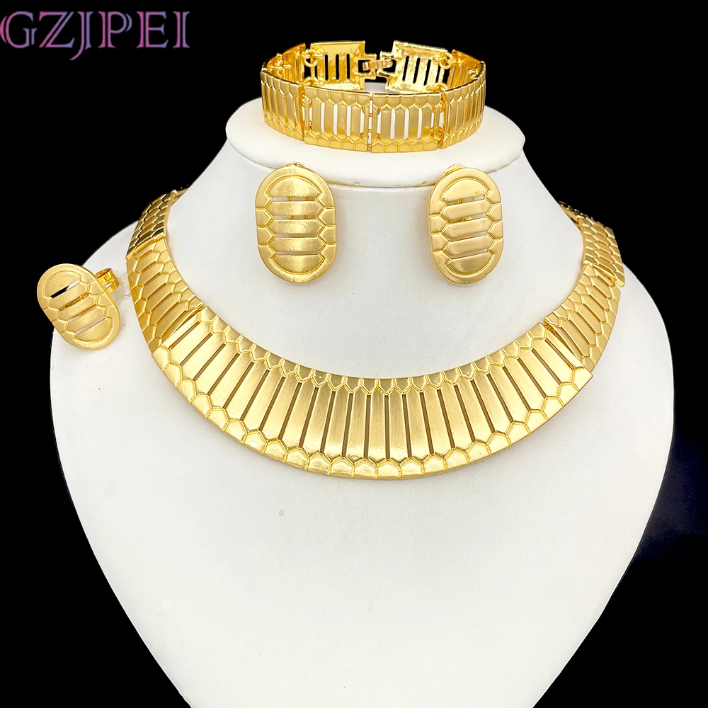 GZJPEI African Gold Color Big Jewelry Set Exaggerated Statement Large Necklace Bracelet For Women Wedding Party Gifts 2025 New
GZJPEI African Gold Color Big Jewelry Set Exaggerated Statement Large Necklace Bracelet For Women Wedding Party Gifts 2025 New