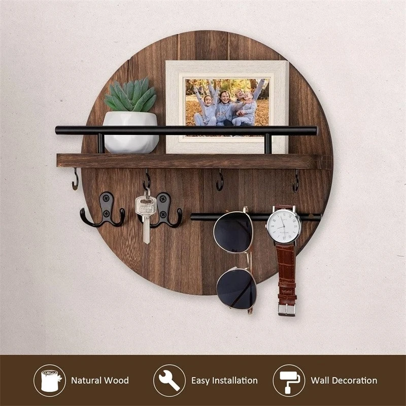 Wall Mounted Key Hooks Rack Wooden Round Storage Racks Multi Purpose Double Layer Wall Coat Hanger Organization Accessories
Wall Mounted Key Hooks Rack Wooden Round Storage Racks Multi Purpose Double Layer Wall Coat Hanger Organization Accessories