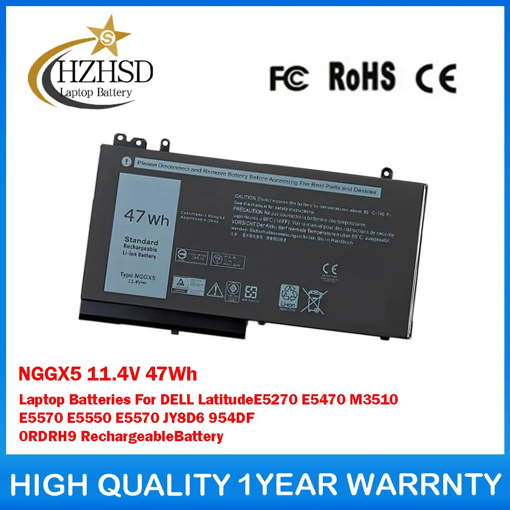 NGGX5 11.4V 47Wh Laptop Batteries For DELL LatitudeE5270 E5470 M3510 E5570 E5550 E5570 JY8D6 954DF 0RDRH9 RechargeableBattery
NGGX5 11.4V 47Wh Laptop Batteries For DELL LatitudeE5270 E5470 M3510 E5570 E5550 E5570 JY8D6 954DF 0RDRH9 RechargeableBattery
