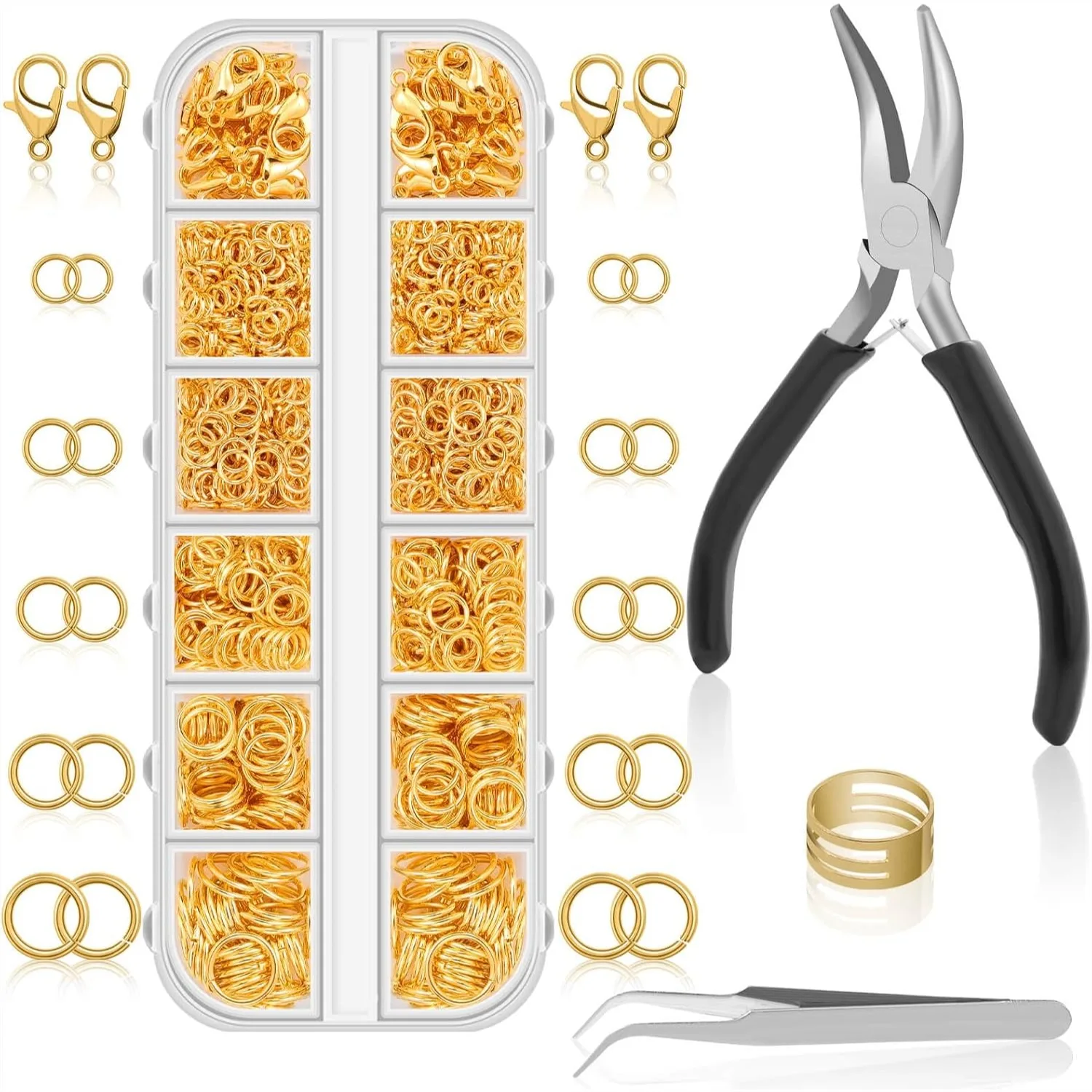 Jump Rings for Jewelry Making, 1200PCS Gold Open Jump Rings, Small Size for Necklace Repair and Craft Supplies
Jump Rings for Jewelry Making, 1200PCS Gold Open Jump Rings, Small Size for Necklace Repair and Craft Supplies