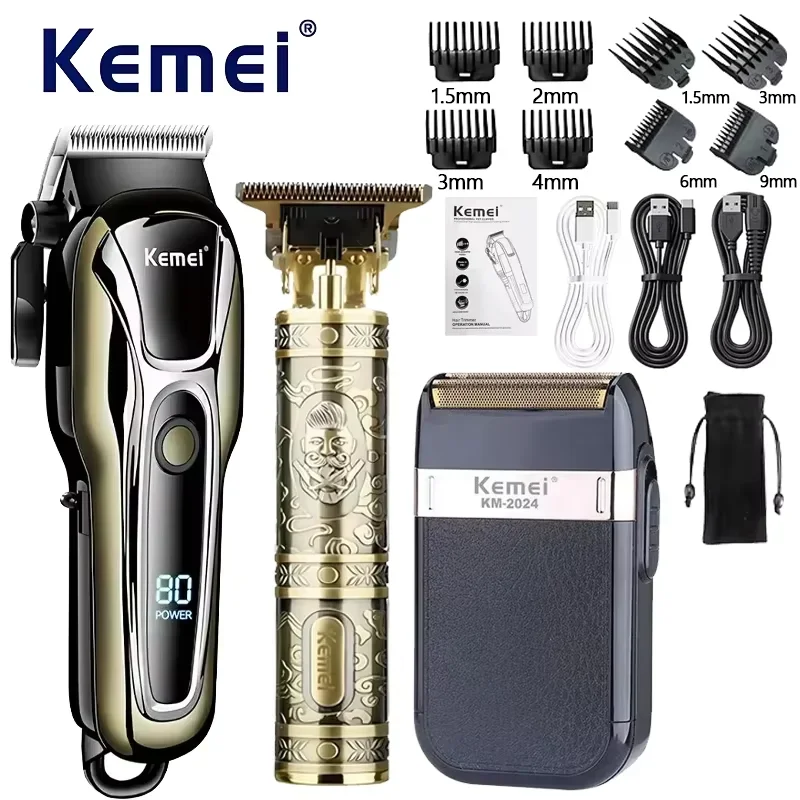 Kemei KM-PG1990A KM-T9 KM-2024 Профессиональный мужской парикмахерский набор Мужская электрическая бритва Электрический парикмахерский триммер для мужчин Машинки для стрижки волос
Kemei KM-PG1990A KM-T9 KM-2024 Профессиональный мужской парикмахерский набор Мужская электрическая бритва Электрический парикмахерский триммер для мужчин Машинки для стрижки волос