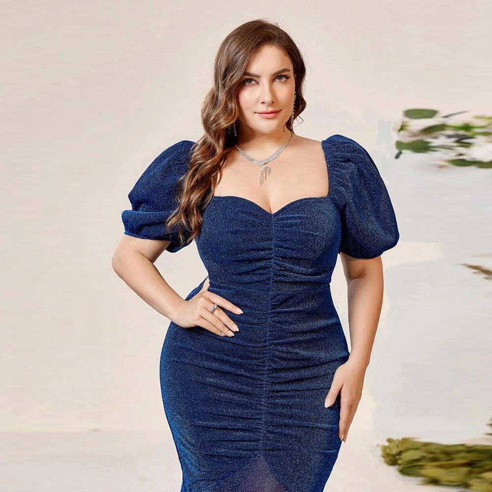 Plus Size Luxurious Elegant Women's Dress Square Collar Slim Puff Sleeve Maxi Fishtail Dress Female Wedding Evening Long Dresses
Plus Size Luxurious Elegant Women's Dress Square Collar Slim Puff Sleeve Maxi Fishtail Dress Female Wedding Evening Long Dresses