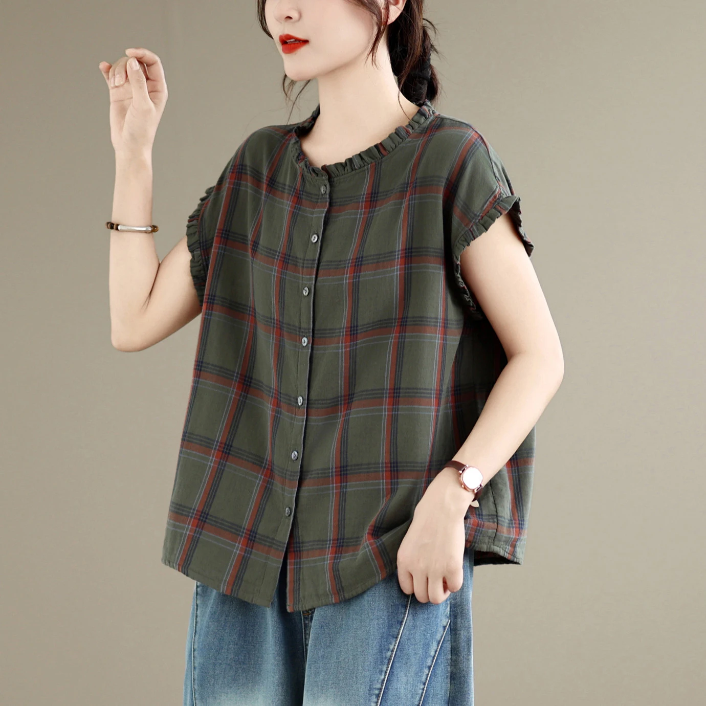 Summer New plus Size Women's Shirt Shoulder Padded Splice Style Artistic Personality Match All Casual Shirt Outerwear Top
Summer New plus Size Women's Shirt Shoulder Padded Splice Style Artistic Personality Match All Casual Shirt Outerwear Top