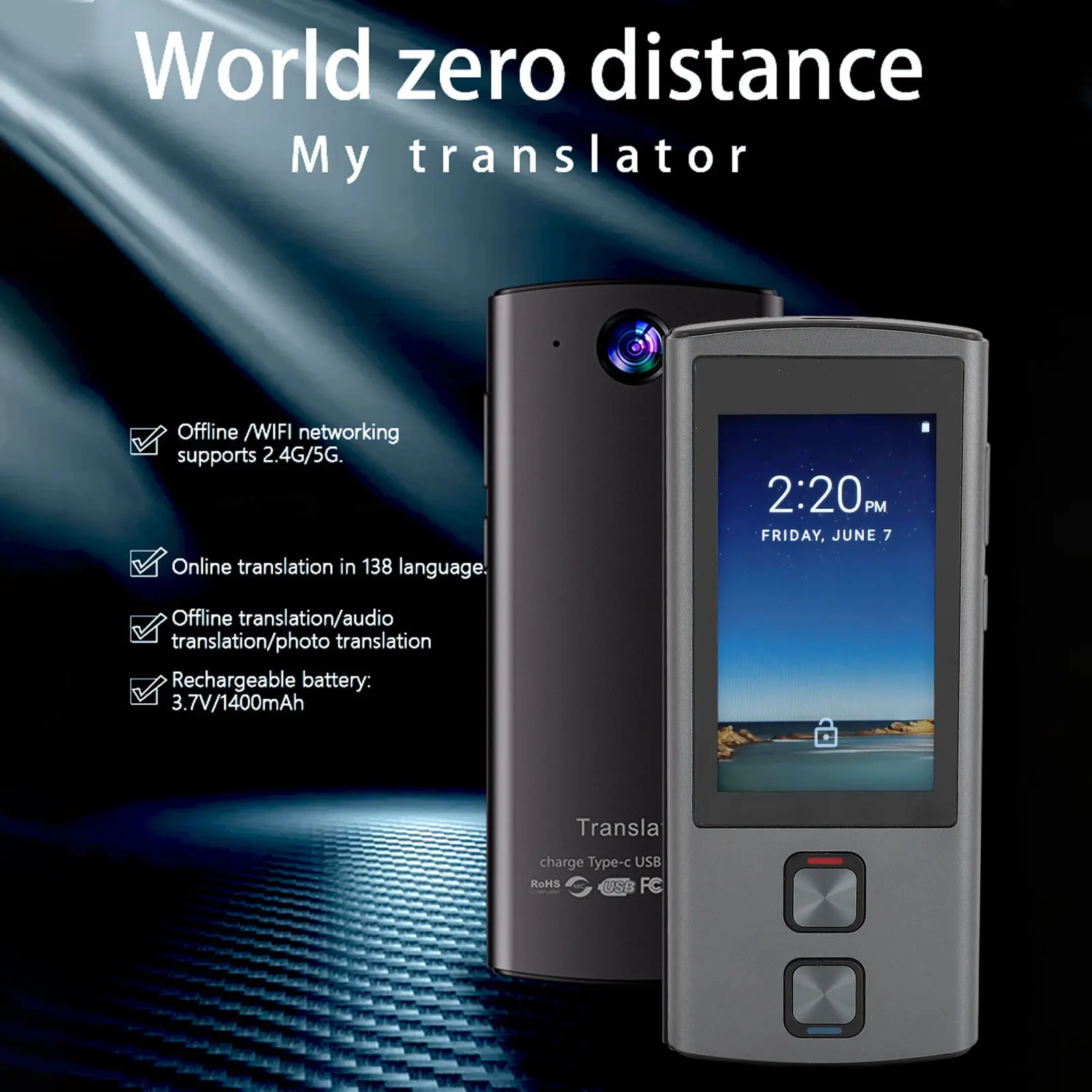 Voice Translator 138 Online 17 Offline Languages 1G Plus 16G Support Photo Recording Smart Translation Device Translation Device
Voice Translator 138 Online 17 Offline Languages 1G Plus 16G Support Photo Recording Smart Translation Device Translation Device