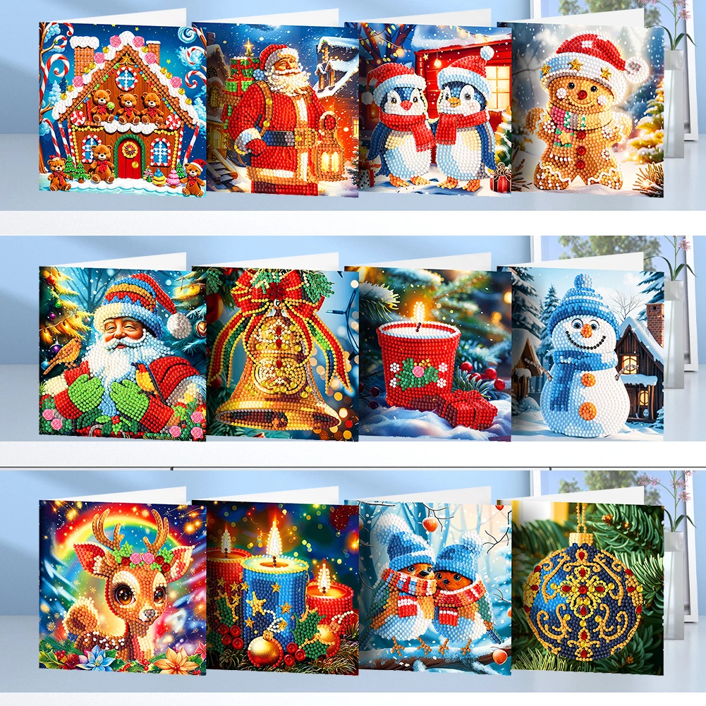 12Pcs Special Shape Christmas Santa Claus Rhinestone Painting Card Kit Diamond Daily Wish Card for Adults Holiday Friends Family
12Pcs Special Shape Christmas Santa Claus Rhinestone Painting Card Kit Diamond Daily Wish Card for Adults Holiday Friends Family