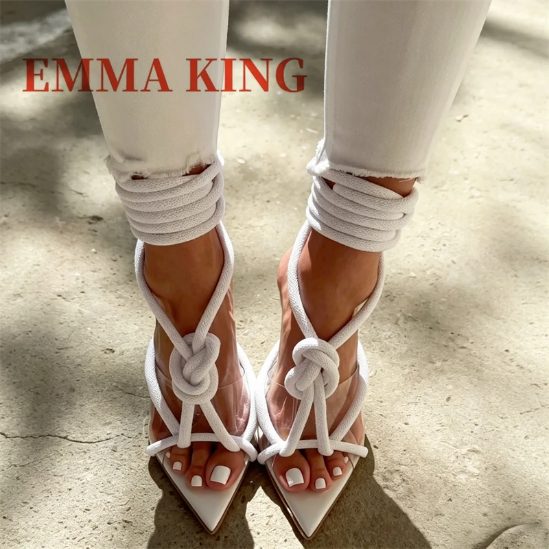 Women’s Lace-Up Heeled Sandals, Clear PVC Pointed Toe Stiletto Heels Rope Sandals, High Heel Shoes, Fashion Strappy Summer Shoes
Women’s Lace-Up Heeled Sandals, Clear PVC Pointed Toe Stiletto Heels Rope Sandals, High Heel Shoes, Fashion Strappy Summer Shoes
