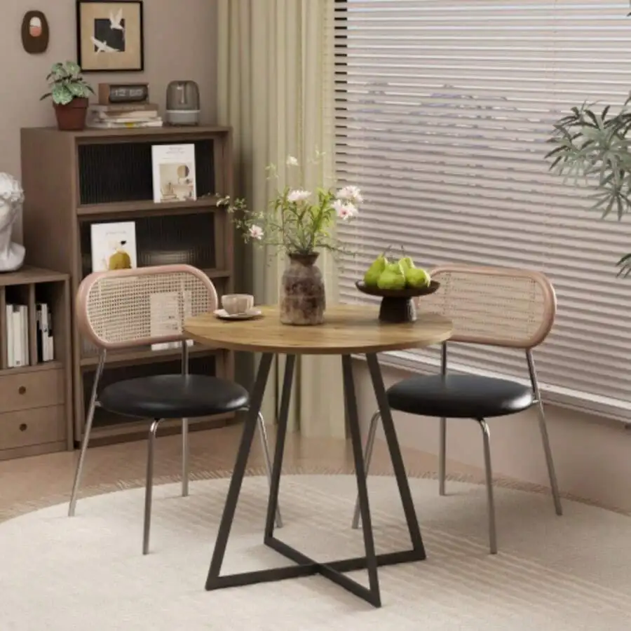 31.5 Inch Round Dining Table, Small Circle Kitchen Table With Metal Black Legs For 2-4 People,Modern Dining Room Table, Brown
31.5 Inch Round Dining Table, Small Circle Kitchen Table With Metal Black Legs For 2-4 People,Modern Dining Room Table, Brown