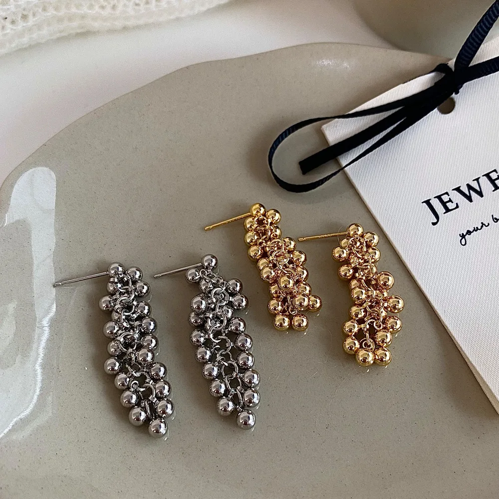 Cluster Beads 925 Silver Needle Stud Earrings for Women Vintage Metal Balls Tassel Dangle Earrings Fashion Exaggerated Jewelry
Cluster Beads 925 Silver Needle Stud Earrings for Women Vintage Metal Balls Tassel Dangle Earrings Fashion Exaggerated Jewelry