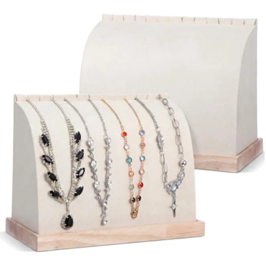 2 Pack Cambered Wooden Necklace Display Stand with Soft Velvet Mat, Necklace Holder Jewelry Display for Vendors Boutique Counte
2 Pack Cambered Wooden Necklace Display Stand with Soft Velvet Mat, Necklace Holder Jewelry Display for Vendors Boutique Counte