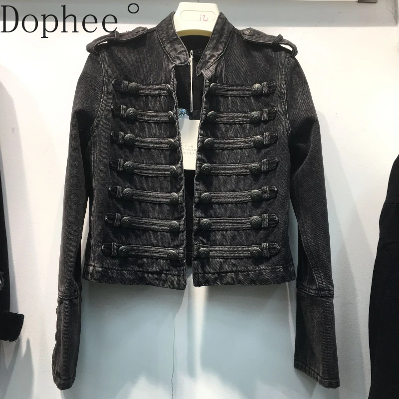 2024 New Autumn Handsome Military Style Double-breasted Stand Collar Denim Coats Elegant Full Sleeve Short Motorcycle Jacket
2024 New Autumn Handsome Military Style Double-breasted Stand Collar Denim Coats Elegant Full Sleeve Short Motorcycle Jacket