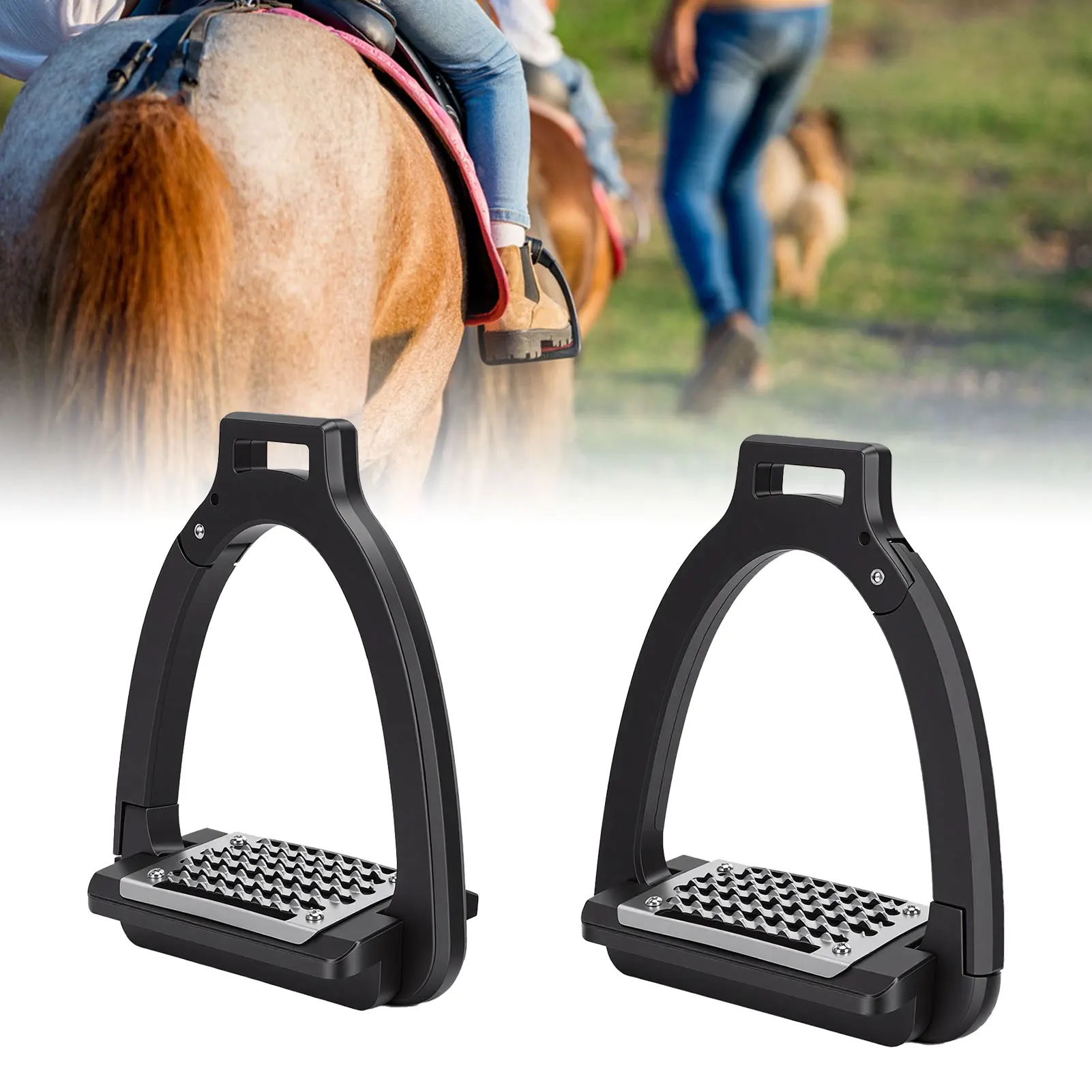 1 Pair Horse Stirrups Alloy Side Opening Safety Stirrup with Anti Slip Pads for Training Practice Horse Riding Foot Stirrups
1 Pair Horse Stirrups Alloy Side Opening Safety Stirrup with Anti Slip Pads for Training Practice Horse Riding Foot Stirrups