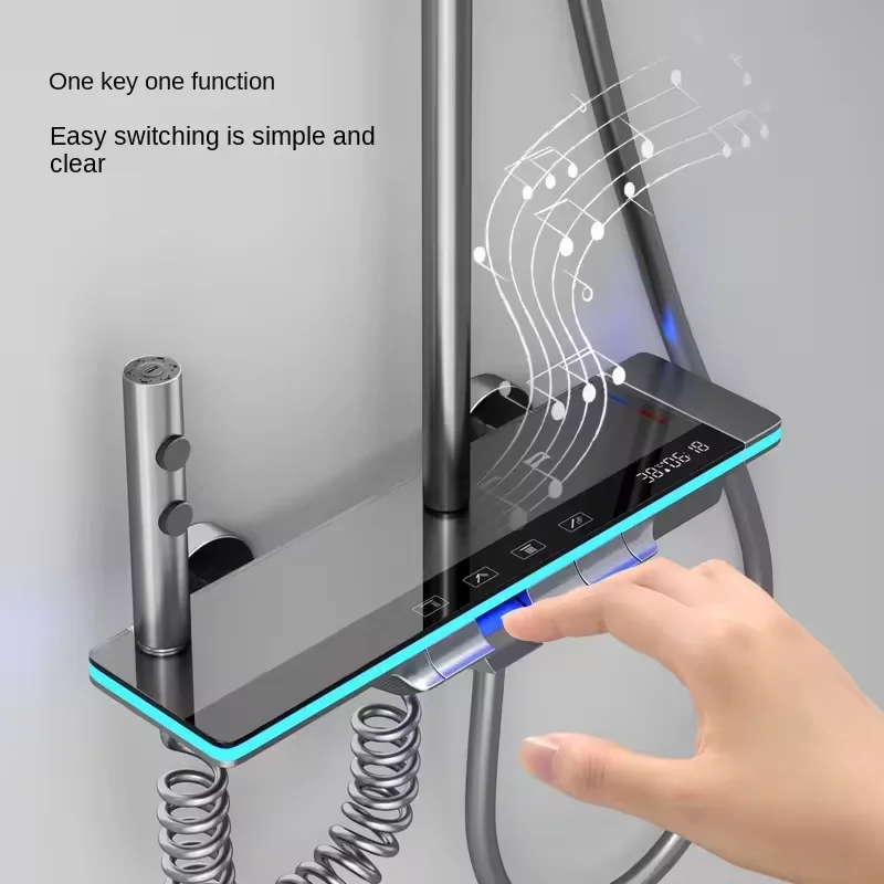 Shower Trim SystemThickened Piano-key Smart Digital Display Square Shower Head Wall Mount All Stainless Steel New Style Househol
Shower Trim SystemThickened Piano-key Smart Digital Display Square Shower Head Wall Mount All Stainless Steel New Style Househol
