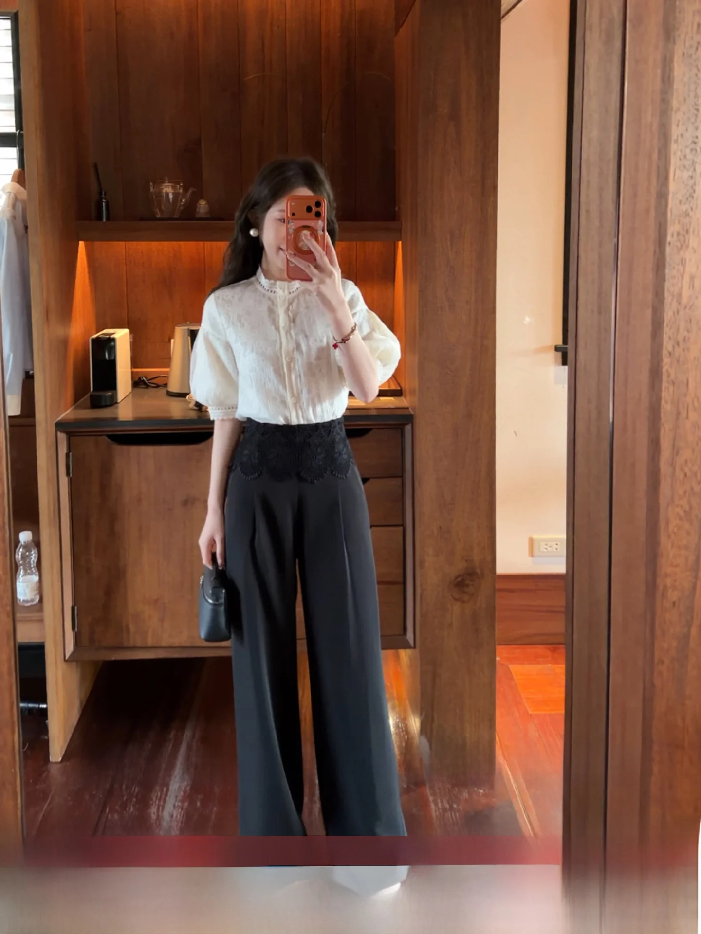 Black Lace Design Slim Wide Leg Pants Women's Suit Pants High Waist Zipper Closure Polyester Fiber French Style Casual Pants
Black Lace Design Slim Wide Leg Pants Women's Suit Pants High Waist Zipper Closure Polyester Fiber French Style Casual Pants