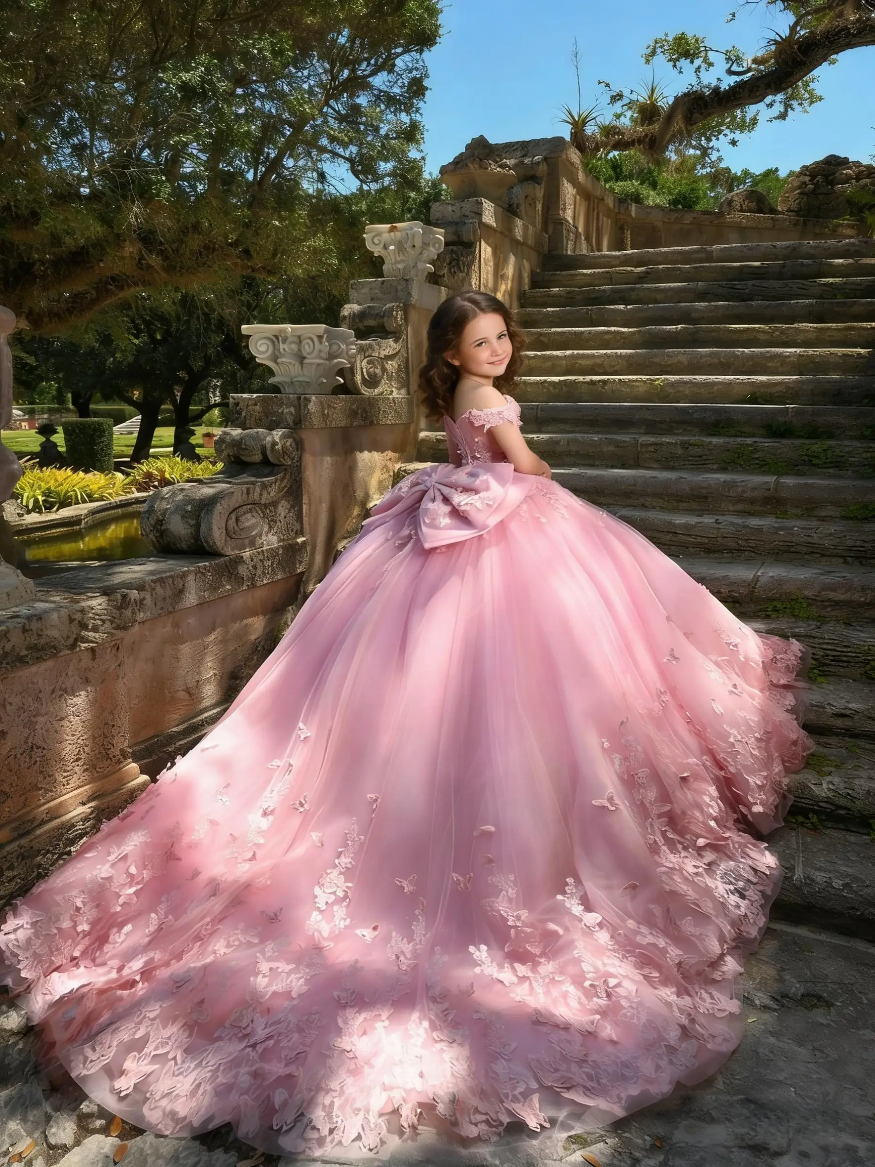 Custom Flower Girl Dress 3D Butterfly with Ruffled Lace Applique Little Girl Prom Dress with Bow Pearl Girl Pageant Dress
Custom Flower Girl Dress 3D Butterfly with Ruffled Lace Applique Little Girl Prom Dress with Bow Pearl Girl Pageant Dress