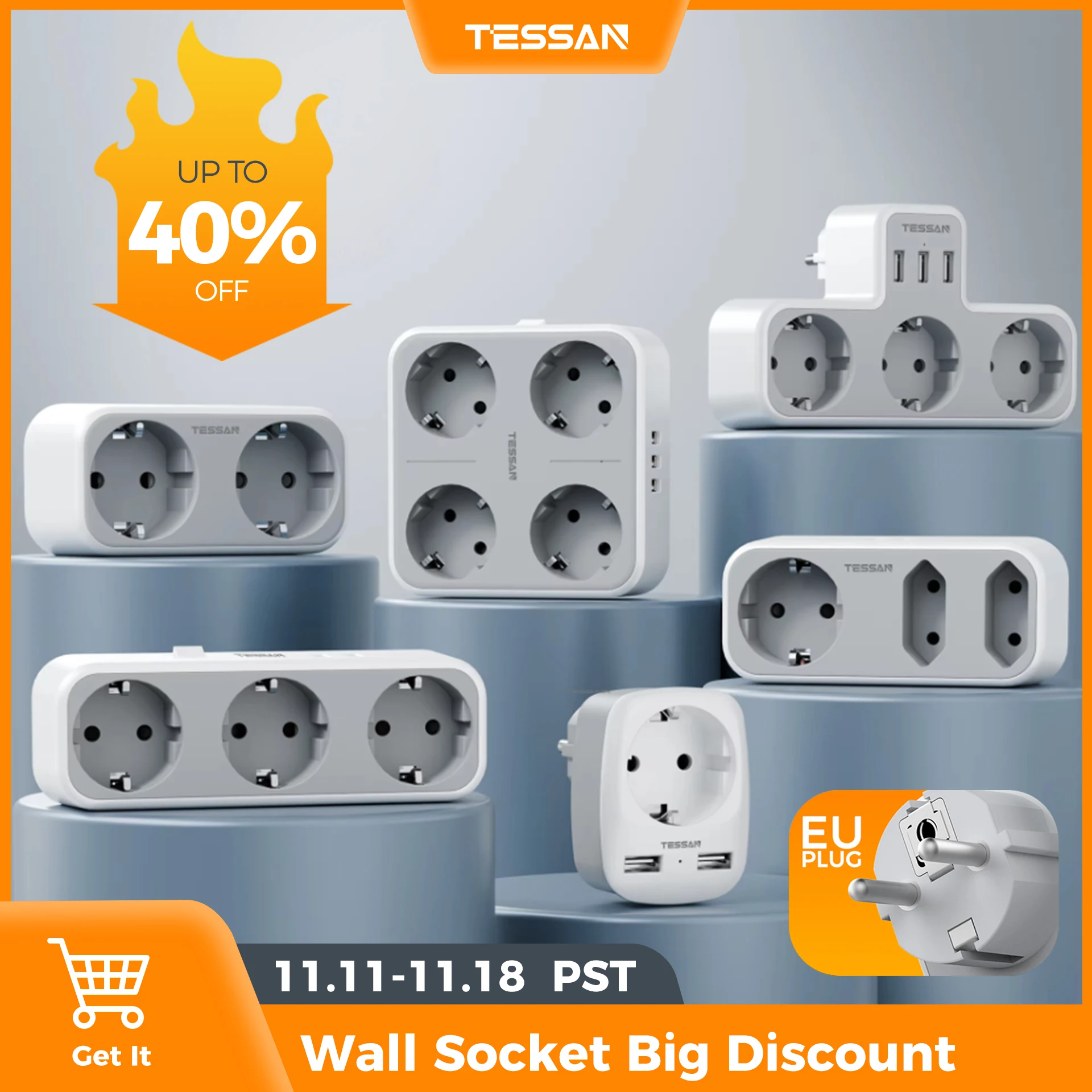 TESSAN EU KR Plug Power Strip with AC Outlets and USB Charging Ports, Multiple Wall Socket Adapter for Home Office
TESSAN EU KR Plug Power Strip with AC Outlets and USB Charging Ports, Multiple Wall Socket Adapter for Home Office