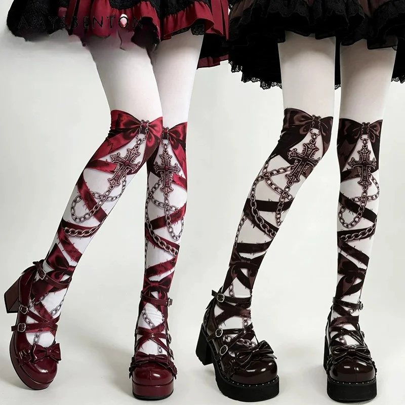 Original Gothic Lolita Style Cross Print Subculture Sweet Cool Girl High Leg Socks Women Slim Versatile Velvet Pantyhose 120D
Original Gothic Lolita Style Cross Print Subculture Sweet Cool Girl High Leg Socks Women Slim Versatile Velvet Pantyhose 120D
