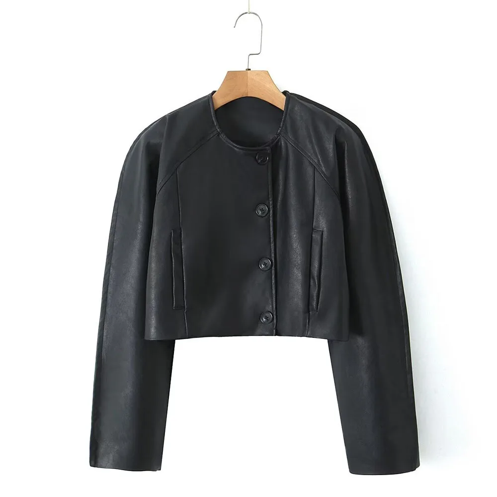 Autumn and winter new fashion women's casual and elegant design sense of European and American style round neck leather
Autumn and winter new fashion women's casual and elegant design sense of European and American style round neck leather