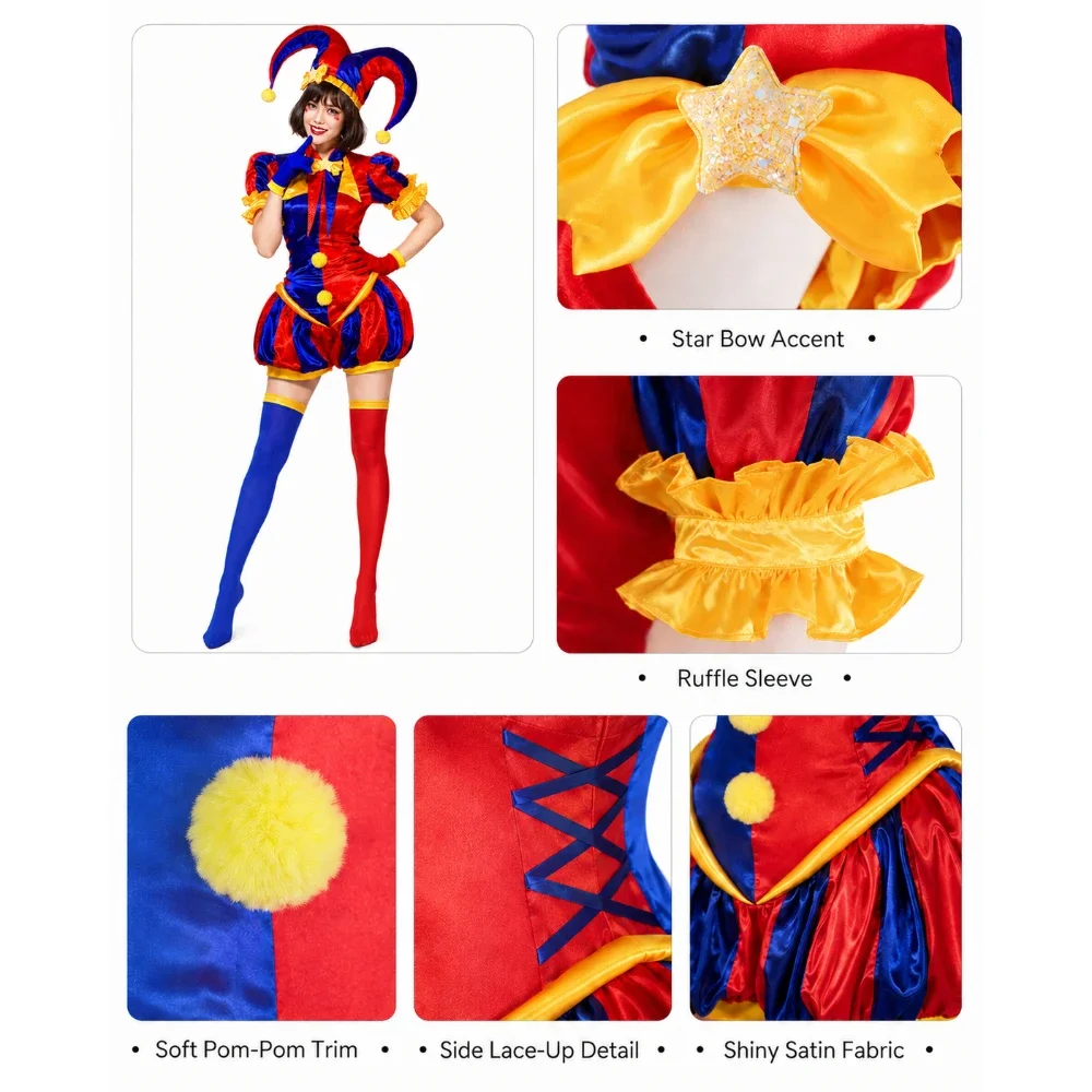 The Amazing Digital Circus Roleplay Pomni Cosplay Costumes Exquisite Clown Uniform Halloween Party Outfit
The Amazing Digital Circus Roleplay Pomni Cosplay Costumes Exquisite Clown Uniform Halloween Party Outfit