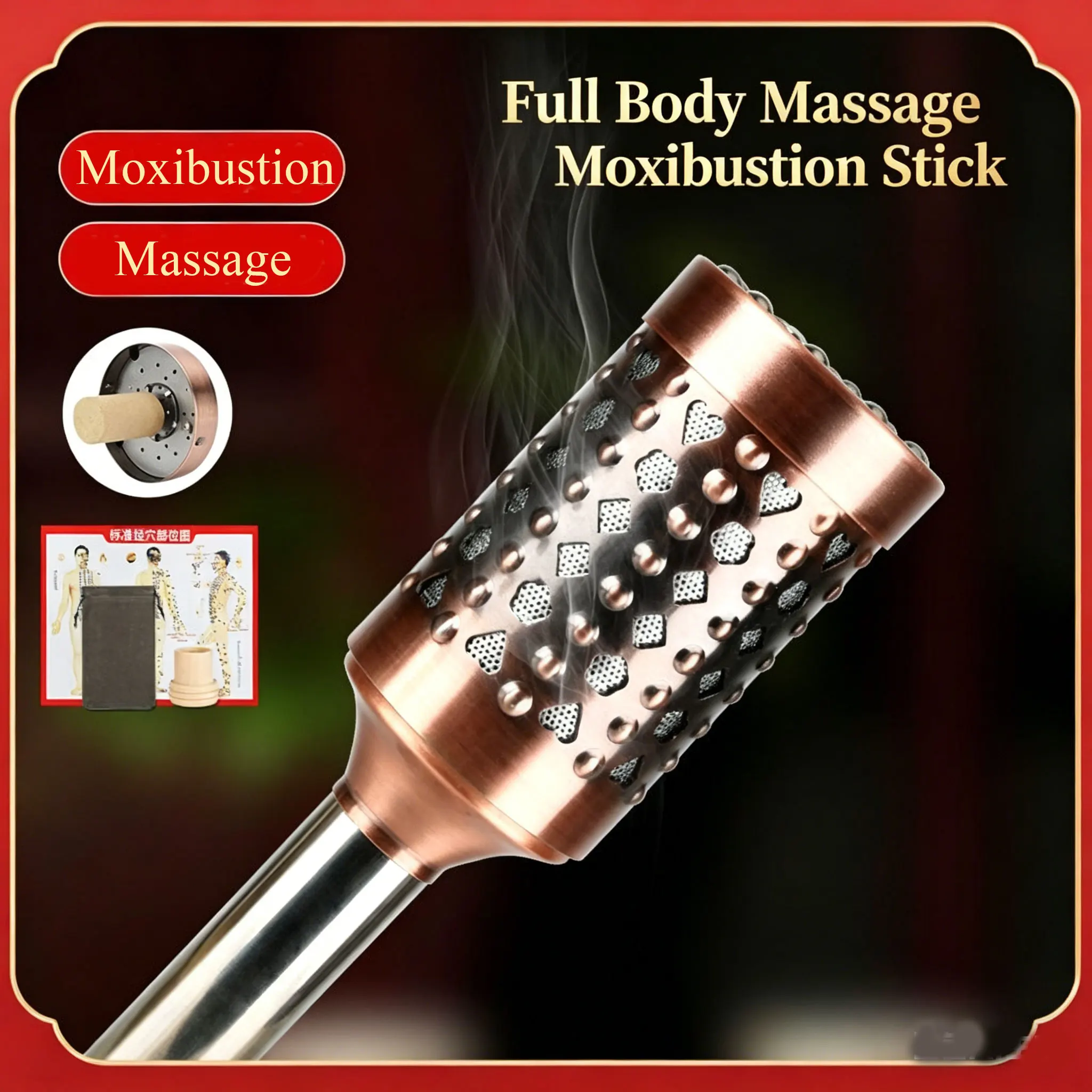 3 in 1 Brass Rotable Massage Stick Moxibustion Tool Gua Sha Handhold Moxa Roll Burner Warm Body Acupuncture Meridian Health Care
3 in 1 Brass Rotable Massage Stick Moxibustion Tool Gua Sha Handhold Moxa Roll Burner Warm Body Acupuncture Meridian Health Care