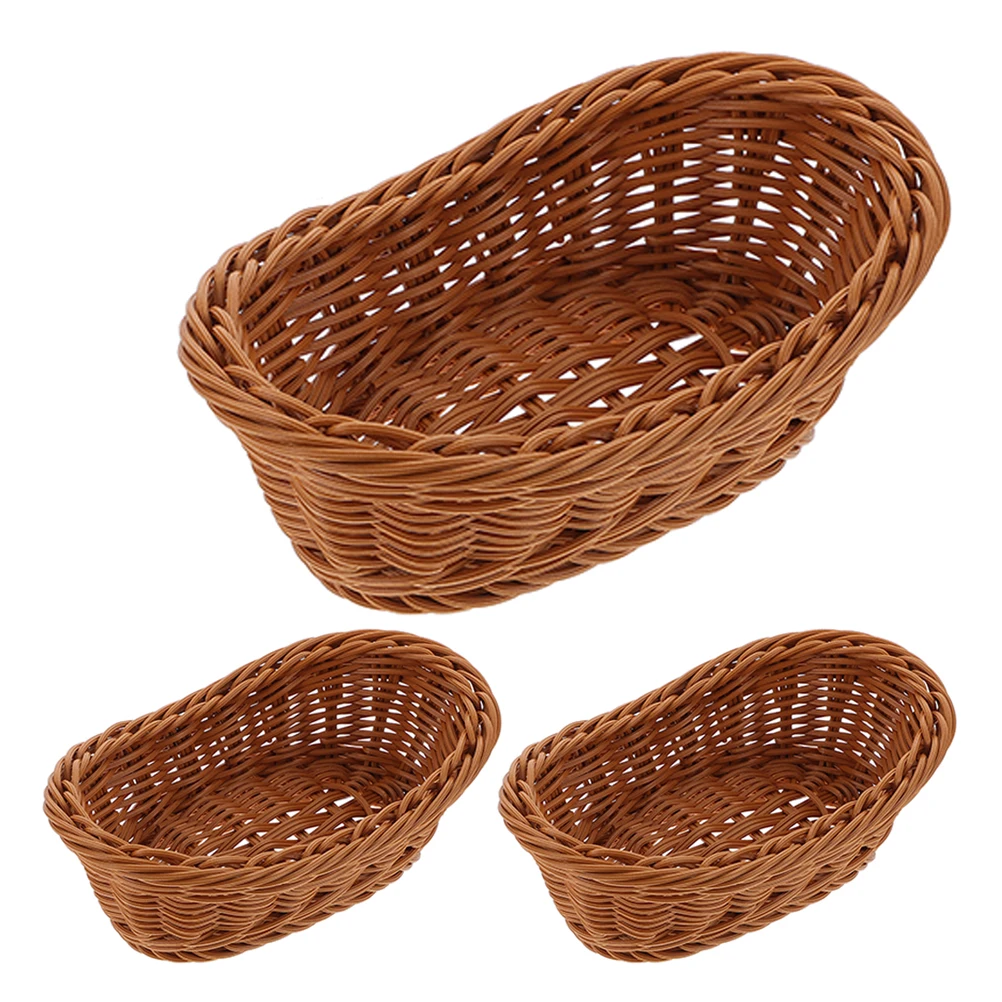 3 Pcs Imitation Rattan Woven Basket Bread Fruit Storage Bin Handmade Snack Holder Laundry Hamper Bag Foldable Plastic for Picnic
3 Pcs Imitation Rattan Woven Basket Bread Fruit Storage Bin Handmade Snack Holder Laundry Hamper Bag Foldable Plastic for Picnic