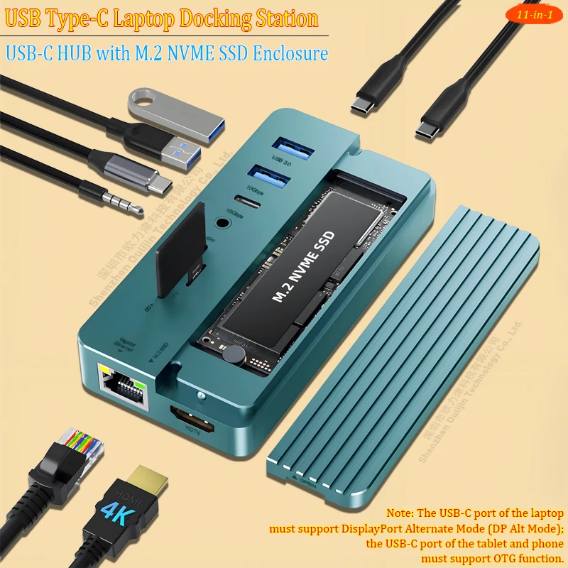 USB Type-C Laptop Docking Station USB-C HUB with M.2 NVME SSD Enclosure 4K 60HZ HDMI For MacBook Air/Pro Dell Lenovo ThinkPad HP
USB Type-C Laptop Docking Station USB-C HUB with M.2 NVME SSD Enclosure 4K 60HZ HDMI For MacBook Air/Pro Dell Lenovo ThinkPad HP
