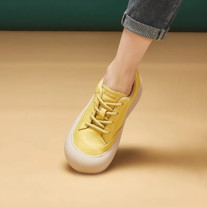 Women's Leather Platform Sneakers Round Toe Thick Sole 3-5CM Mid Heel Lightweight Non-Slip Casual Fashion Shoes Spring 2026
Women's Leather Platform Sneakers Round Toe Thick Sole 3-5CM Mid Heel Lightweight Non-Slip Casual Fashion Shoes Spring 2026