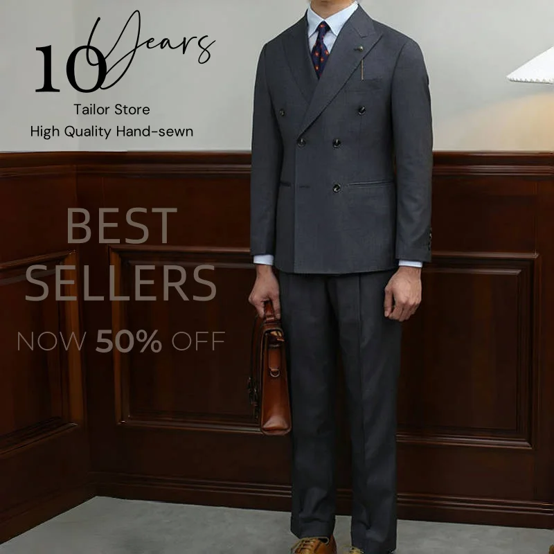 Gray Double-breasted Men's 2-piece Suit Lapel Design Classic Retro Business Formal jacket Pants Men's Wedding Attire
Gray Double-breasted Men's 2-piece Suit Lapel Design Classic Retro Business Formal jacket Pants Men's Wedding Attire