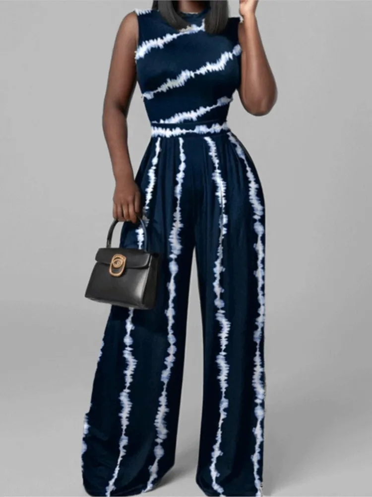 Women Jumpsuit Fashion Printing O-neck Sleeveless High Waist Wide Leg Pant Jumpsuits Female Elegant Casual Ladies Jumpsuit 2025
Women Jumpsuit Fashion Printing O-neck Sleeveless High Waist Wide Leg Pant Jumpsuits Female Elegant Casual Ladies Jumpsuit 2025