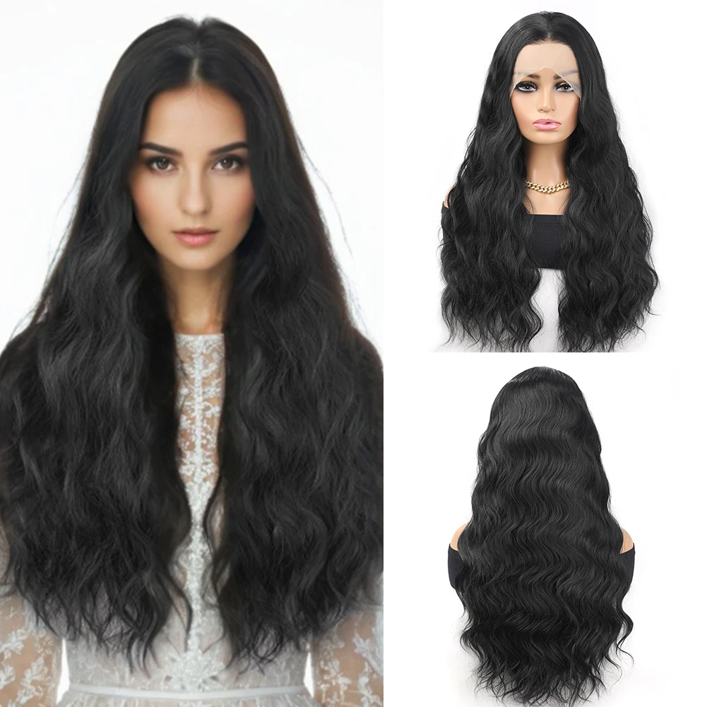 13×4 Transparent Front Lace Wig Natural Wave Black Synthetic Wig for Women Natural Hairline Heat Resistant wigs
13×4 Transparent Front Lace Wig Natural Wave Black Synthetic Wig for Women Natural Hairline Heat Resistant wigs