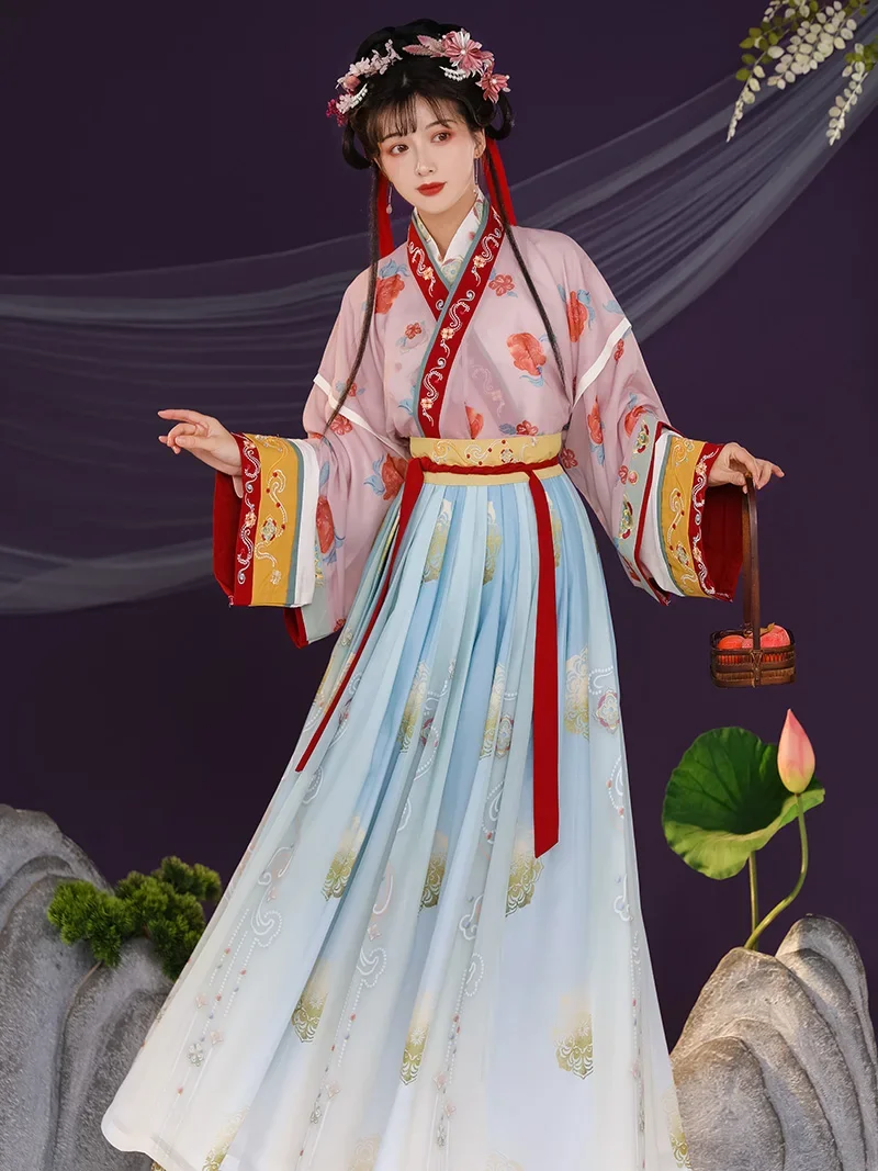 WATER Ancient Hanfu Women's Oriental Chinese Style Traditional Dresses Jin Dynasty Folk Cross Collar Waist Ru Skirt Set
WATER Ancient Hanfu Women's Oriental Chinese Style Traditional Dresses Jin Dynasty Folk Cross Collar Waist Ru Skirt Set