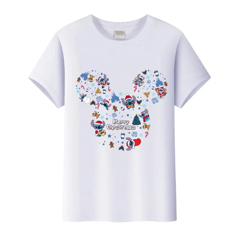 Cute Disney Stitch Cartoon Christmas Print Children Blouses Streetwear Boy Tops Man T-Shirt Girl Women Unisex Clothes White Tees
Cute Disney Stitch Cartoon Christmas Print Children Blouses Streetwear Boy Tops Man T-Shirt Girl Women Unisex Clothes White Tees