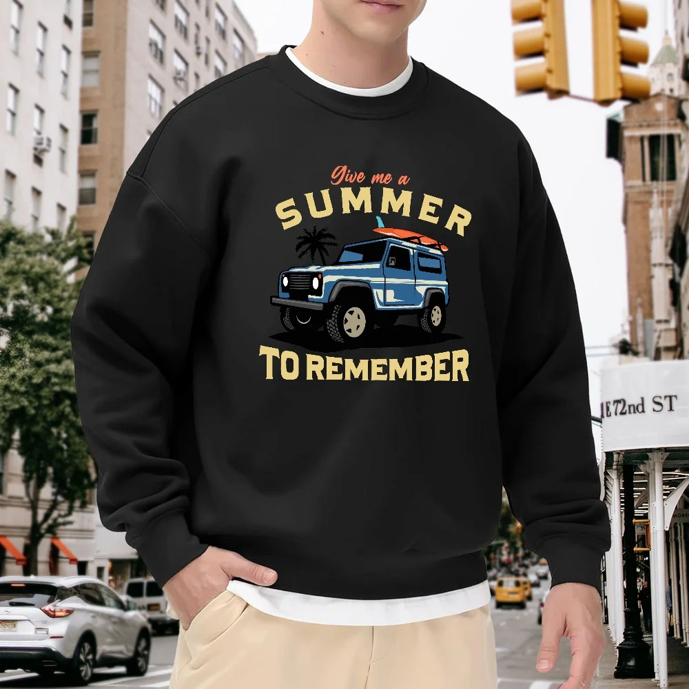 Men's Black Crew Neck Pullover Sweatshirt with Vintage Car Letter Print, Loose Fit, Casual Street Style Top, Comfortable and Versatile for Everyday Wear
Men's Black Crew Neck Pullover Sweatshirt with Vintage Car Letter Print, Loose Fit, Casual Street Style Top, Comfortable and Versatile for Everyday Wear