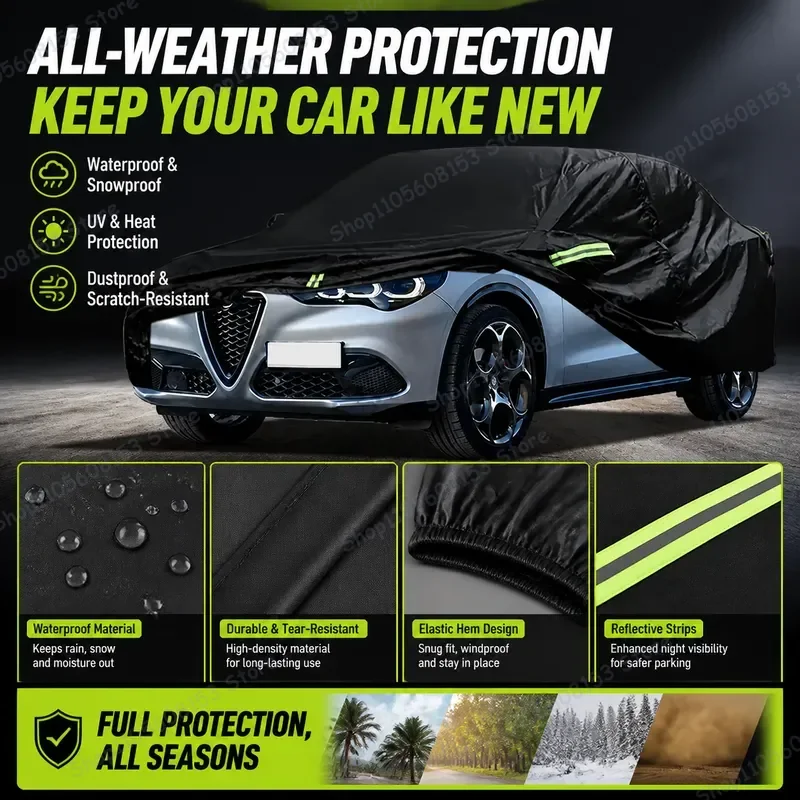 For Alfa Romeo Stelvio Car Cover UV Protection Waterproof Windproof Dustproof Snow Resistant Sun Shade Outdoor Full Coverage
For Alfa Romeo Stelvio Car Cover UV Protection Waterproof Windproof Dustproof Snow Resistant Sun Shade Outdoor Full Coverage