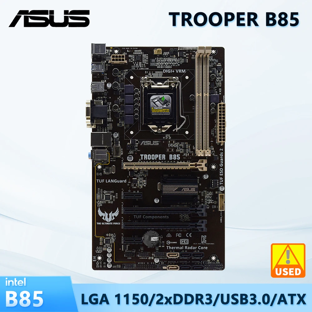 Материнская плата ASUS TROOPER B85 Intel B85 LGA 1150 с поддержкой 4130 4160 4330 4360 4460 4670 4430 4770 Celeron G1850 Процессор DDR3 16 ГБ ATX
Материнская плата ASUS TROOPER B85 Intel B85 LGA 1150 с поддержкой 4130 4160 4330 4360 4460 4670 4430 4770 Celeron G1850 Процессор DDR3 16 ГБ ATX