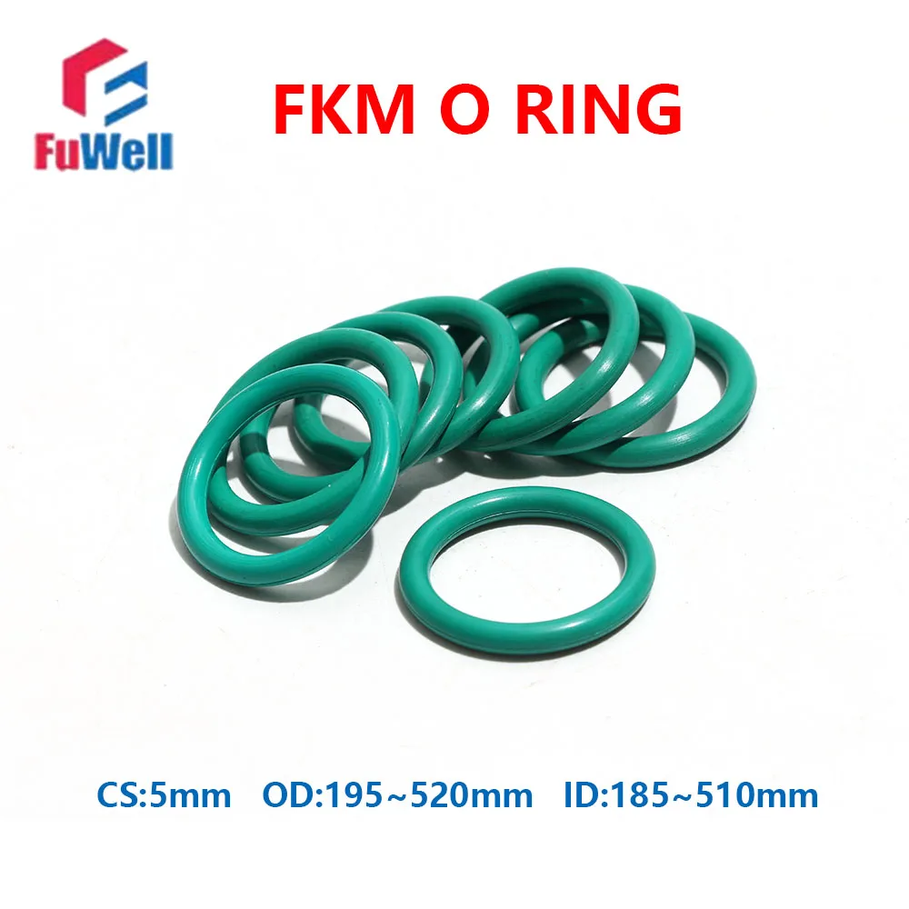 Fuwell 10/50pcs Green FKM Fluorine Rubber O-rings Seals Gasket Washer Corrosion resistant wear-resistant oring CS5mm OD195~520mm
Fuwell 10/50pcs Green FKM Fluorine Rubber O-rings Seals Gasket Washer Corrosion resistant wear-resistant oring CS5mm OD195~520mm