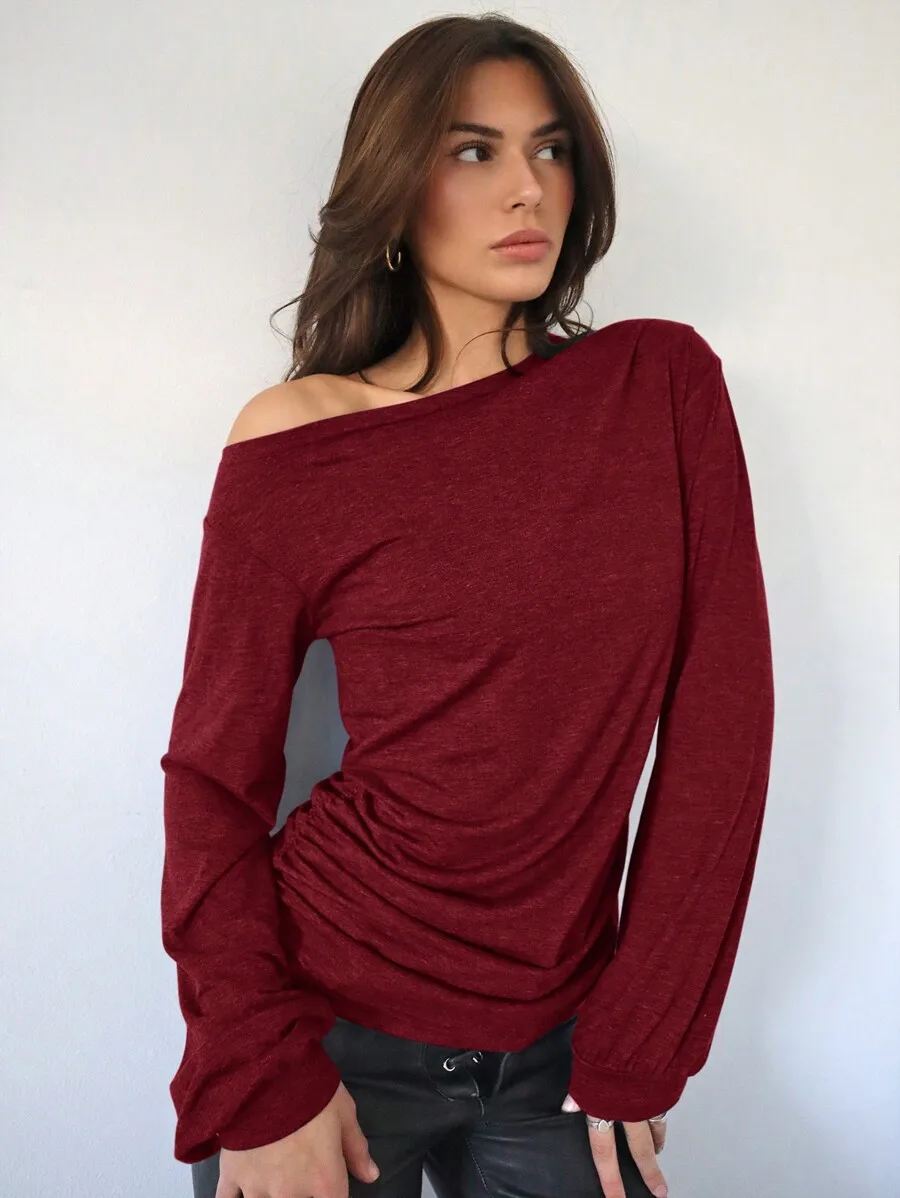 Red Off Shoulder Lantern Sleeve Long Sleeve T-Shirt Casual Women Top
Red Off Shoulder Lantern Sleeve Long Sleeve T-Shirt Casual Women Top