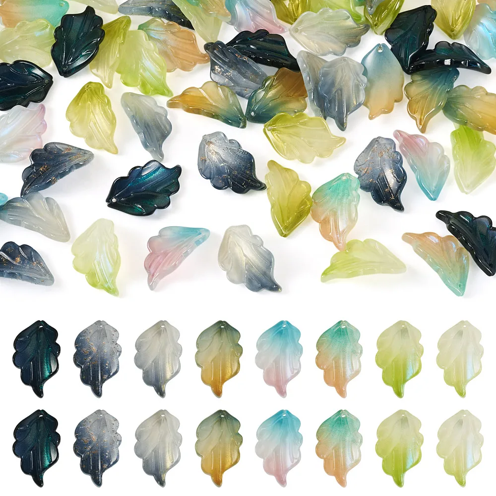 64Pcs Leaf Handmade Lampwork Pendants Leafage Hang Ornaments for DIY Earrings Necklace Summer Theme Jewelry Making 25x15x5mm
64Pcs Leaf Handmade Lampwork Pendants Leafage Hang Ornaments for DIY Earrings Necklace Summer Theme Jewelry Making 25x15x5mm