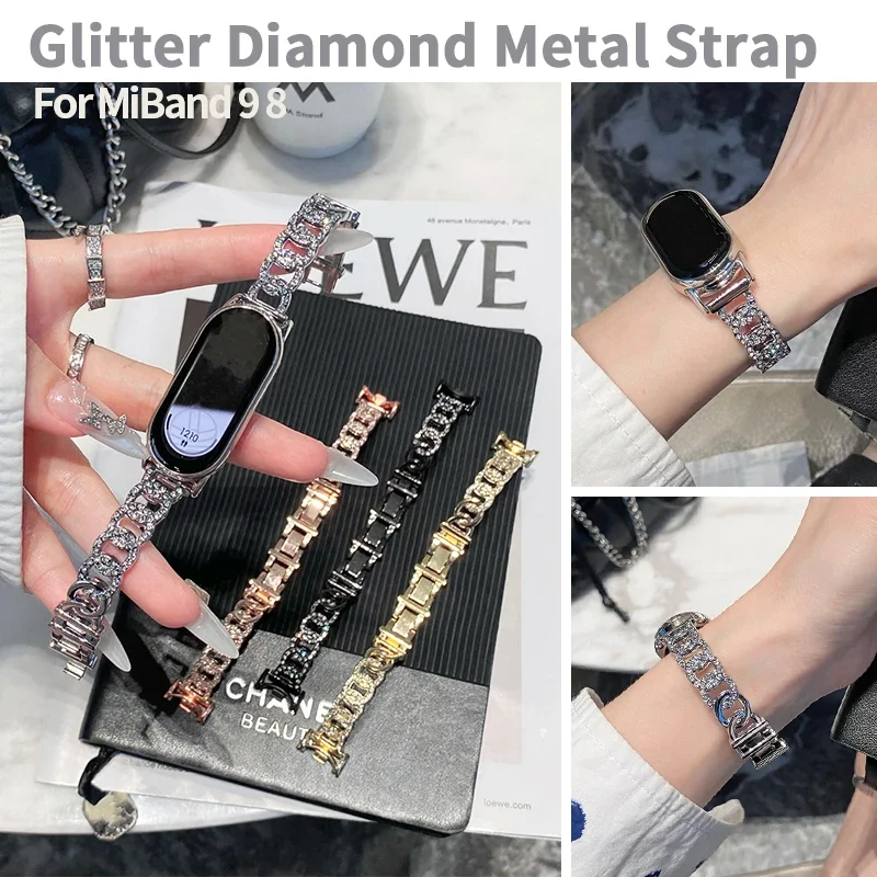 Glitter Diamond Metal Strap for Mi Band 8 9 Slim Stainless Steel Link Bracelet for Xiaomi MiBand 9 8 Women Smart Watch Wristband
Glitter Diamond Metal Strap for Mi Band 8 9 Slim Stainless Steel Link Bracelet for Xiaomi MiBand 9 8 Women Smart Watch Wristband