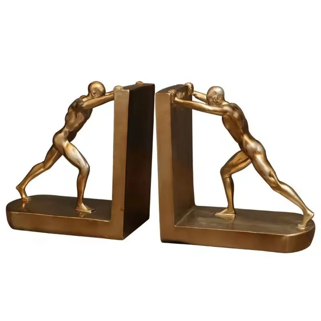 1 Pair Decorative Book Shelf Bookends Golden Man Pushing Book Support Book Stopper Ornaments Resin Craft For Home Cabinet Colle
1 Pair Decorative Book Shelf Bookends Golden Man Pushing Book Support Book Stopper Ornaments Resin Craft For Home Cabinet Colle