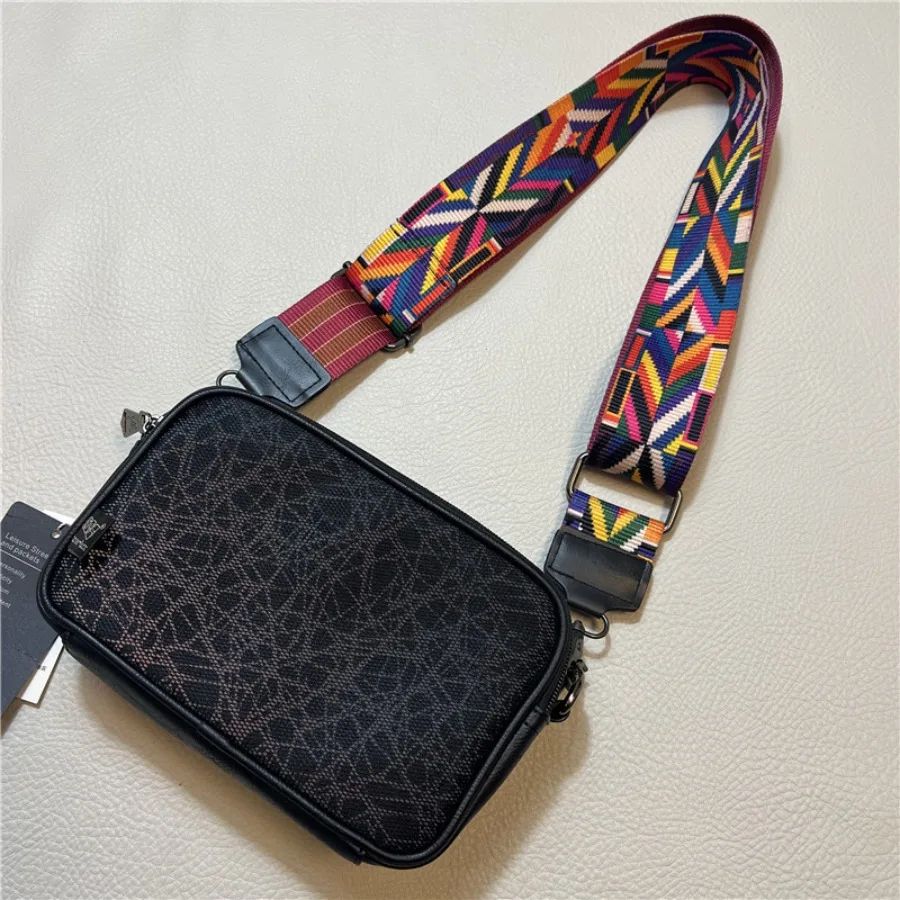 【New Arrival】 Geometric Pattern Crossbody Camera Bag with Chevron Strap, Black Canvas Sling Purse, Stylish Everyday Shoulder Bag for Women
【New Arrival】 Geometric Pattern Crossbody Camera Bag with Chevron Strap, Black Canvas Sling Purse, Stylish Everyday Shoulder Bag for Women